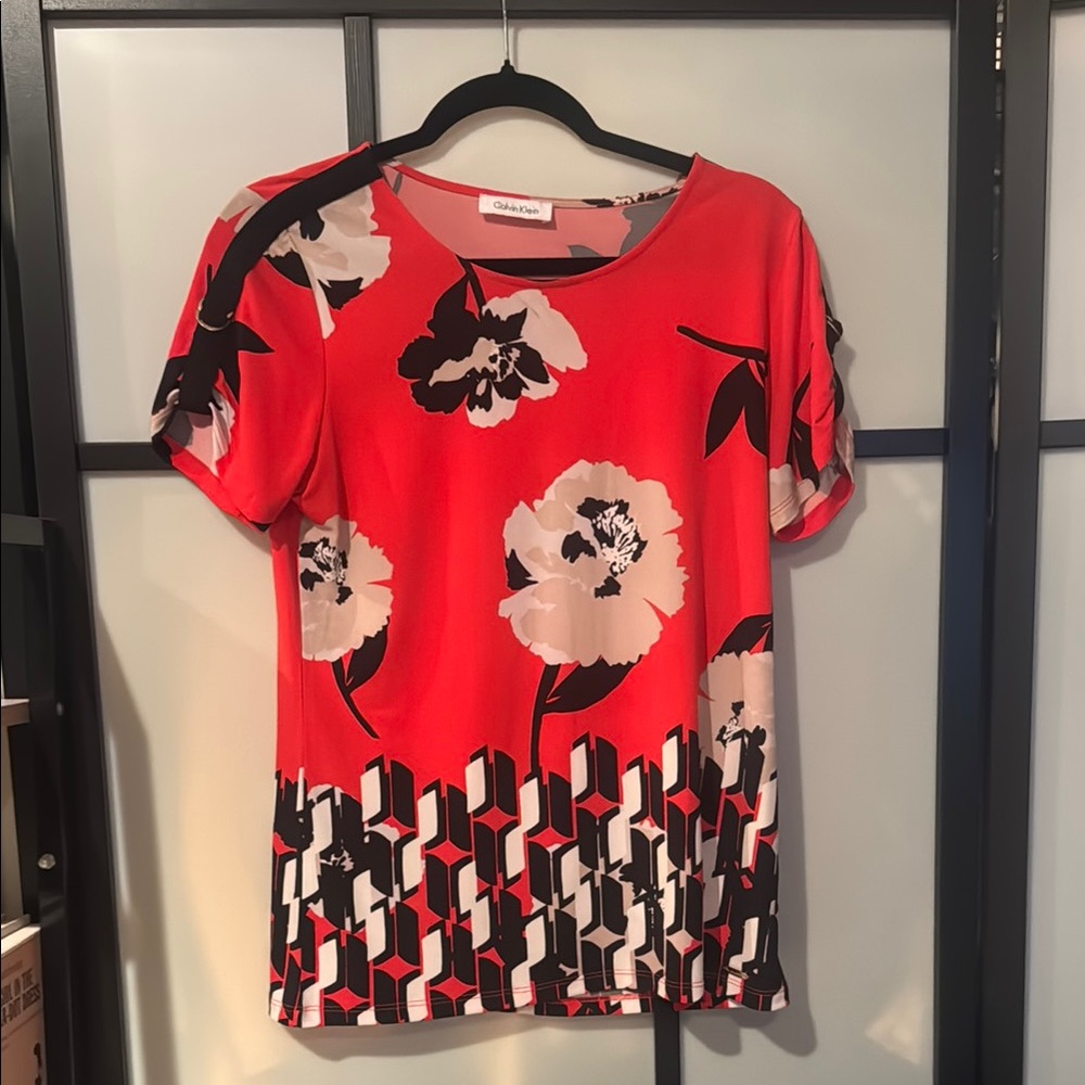 Calvin Klein Red Graphic Short Sleeve Tee